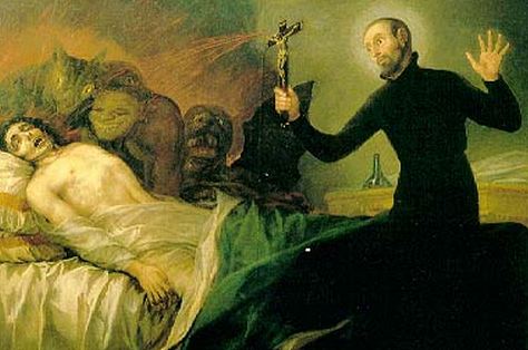 Painting of St. Francis Borgia performing an exorcism by Goya